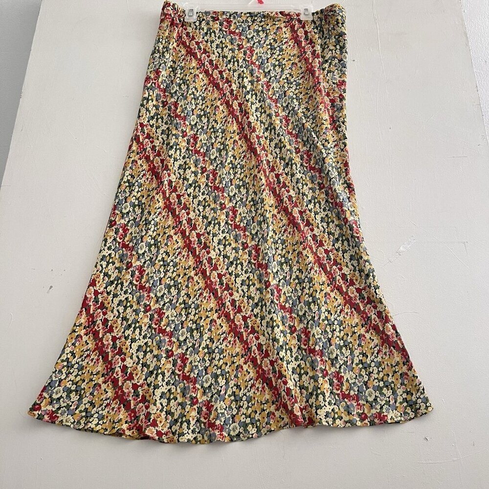 Vintage floral maxi Skirt Sz 16 Platinum Dorothy Schoelen 80's 90's Boho mustard